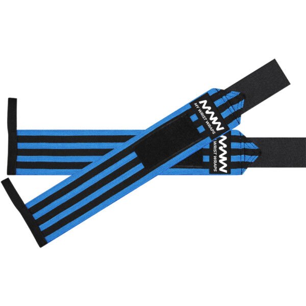 Blue with Three Black Strips Training Wrist Wraps