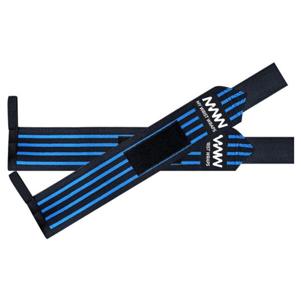 Black with Four Blue Strips Training Wrist Wraps
