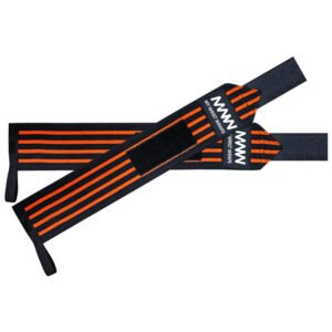 Black with Four Orange Strips Training Wrist Wraps