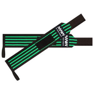 Black with Four Green Strips Training Wrist Wraps