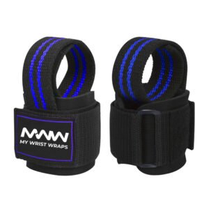 Black with Two Blue Strips Power Lifting Straps