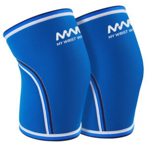 Blue with White Knee Sleeves