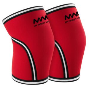 Red with White Knee Sleeves