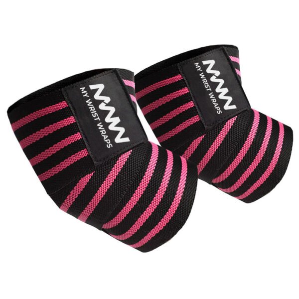 Black with Four Pink Strips Elbow Wraps