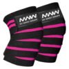 Black with Two Pink Strips Knee Wraps