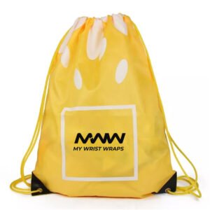 Yellow with White Drawstring Bag
