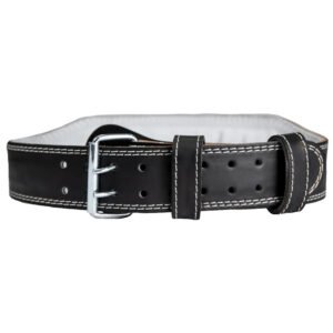 Black with White Leather Belt