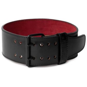 Black with Red Prong Buckle Power Belt